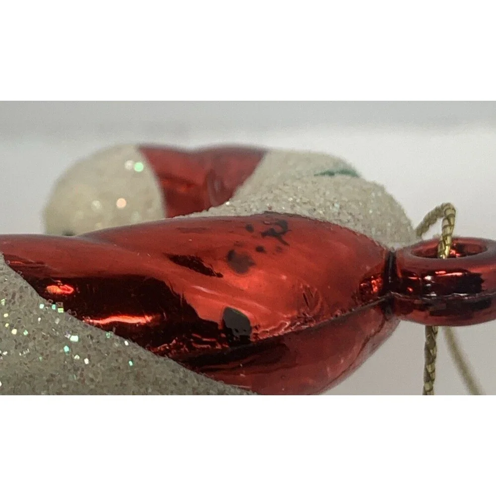 Glass Candy Cane Christmas Ornaments Lot Of 2 Glitter Holiday Decorations 7.5”
